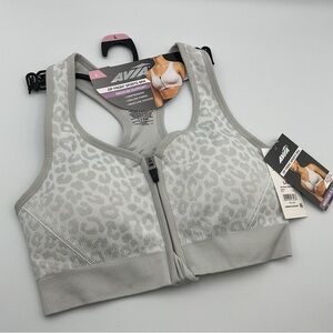 Avia Zip Front Sports Bra Large Lg L  Moisture Wicking Medium Support Padded